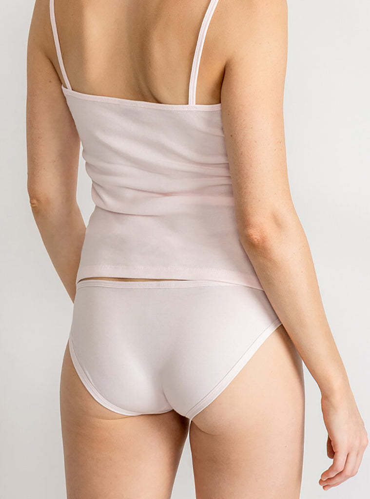 ballet rose pink 100% cotton sustainable softest bikini underwear and best fitting camisole