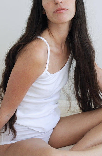 Women's Classic Cotton White Camisole In White - Lake Jane Studio