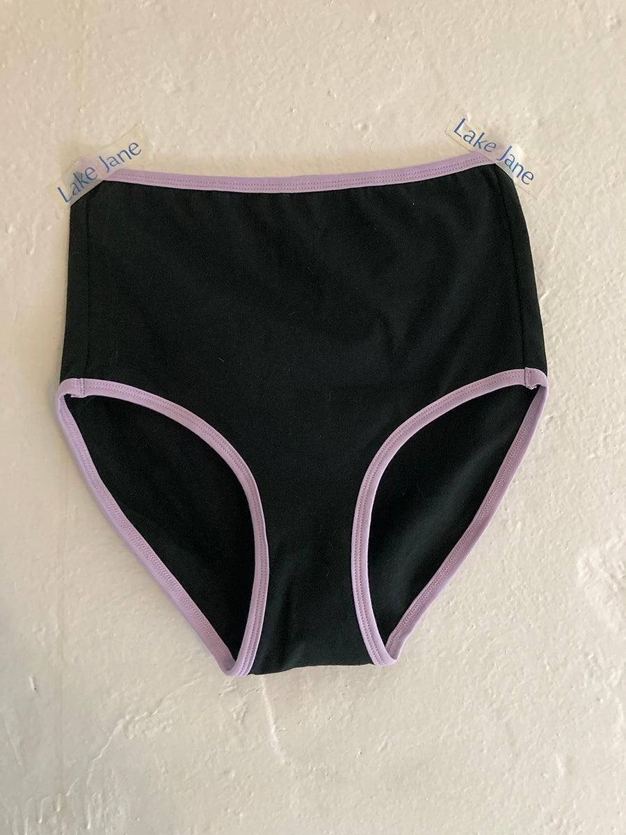 Women's High Waist Cotton Briefs In Black - Lake Jane Studio