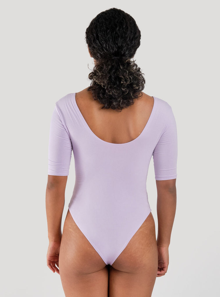 minimal scoopneck bodysuit lingerie mid cut with snap closure
