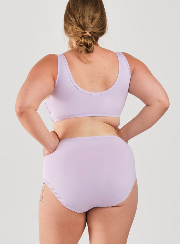 lilac women's made in usa cotton high waisted underwear