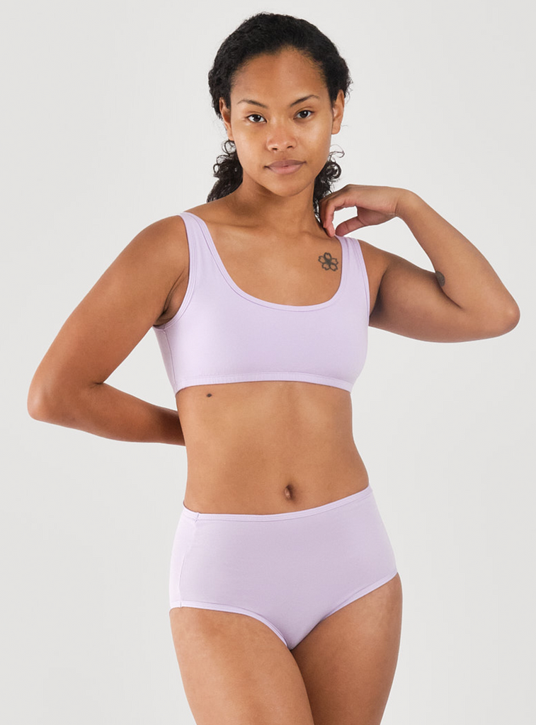 lilac lavender granny panty style high waisted full coverage women's briefs intimates underwear