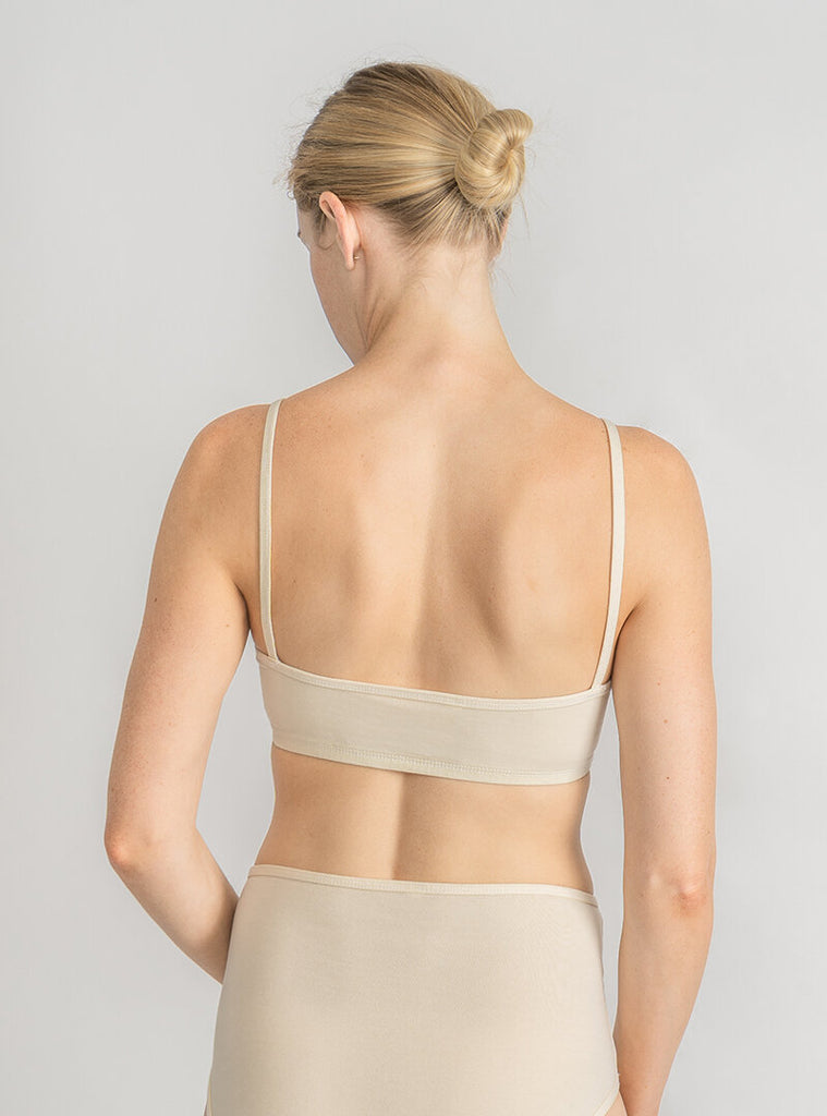 classic cream bra bralette lingerie plush elastic well made flattering fit sustainable cotton fabric