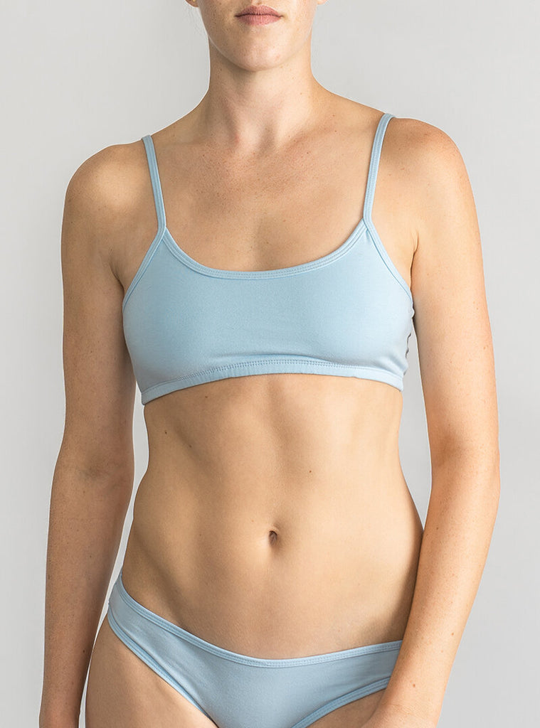 light blue bra easy comfy non wire unpadded softest cotton best fit