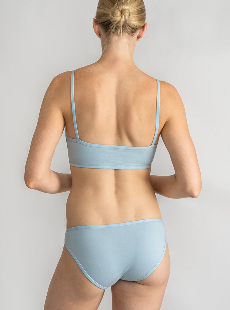 light blue bralette bikini set made in usa 100% cotton